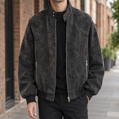 Jacke Mit Stehkragen Aus Weichem Mischgewebe
