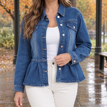 Damen Jeansjacke Mit Schösschen