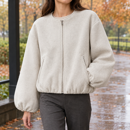Kurzjacke Mit Ballonärmeln Und Reissverschluss