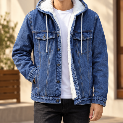 Kapuzen Denimjacke Aus Baumwollmischung