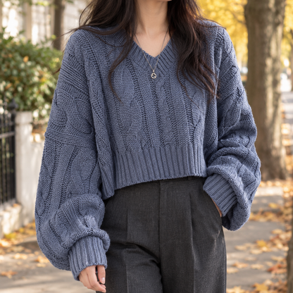 Strickpullover Mit V Ausschnitt Und Cropped Fit