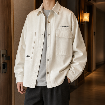 Herren-Utilityjacke aus Baumwollmix mit asymmetrischen Taschen