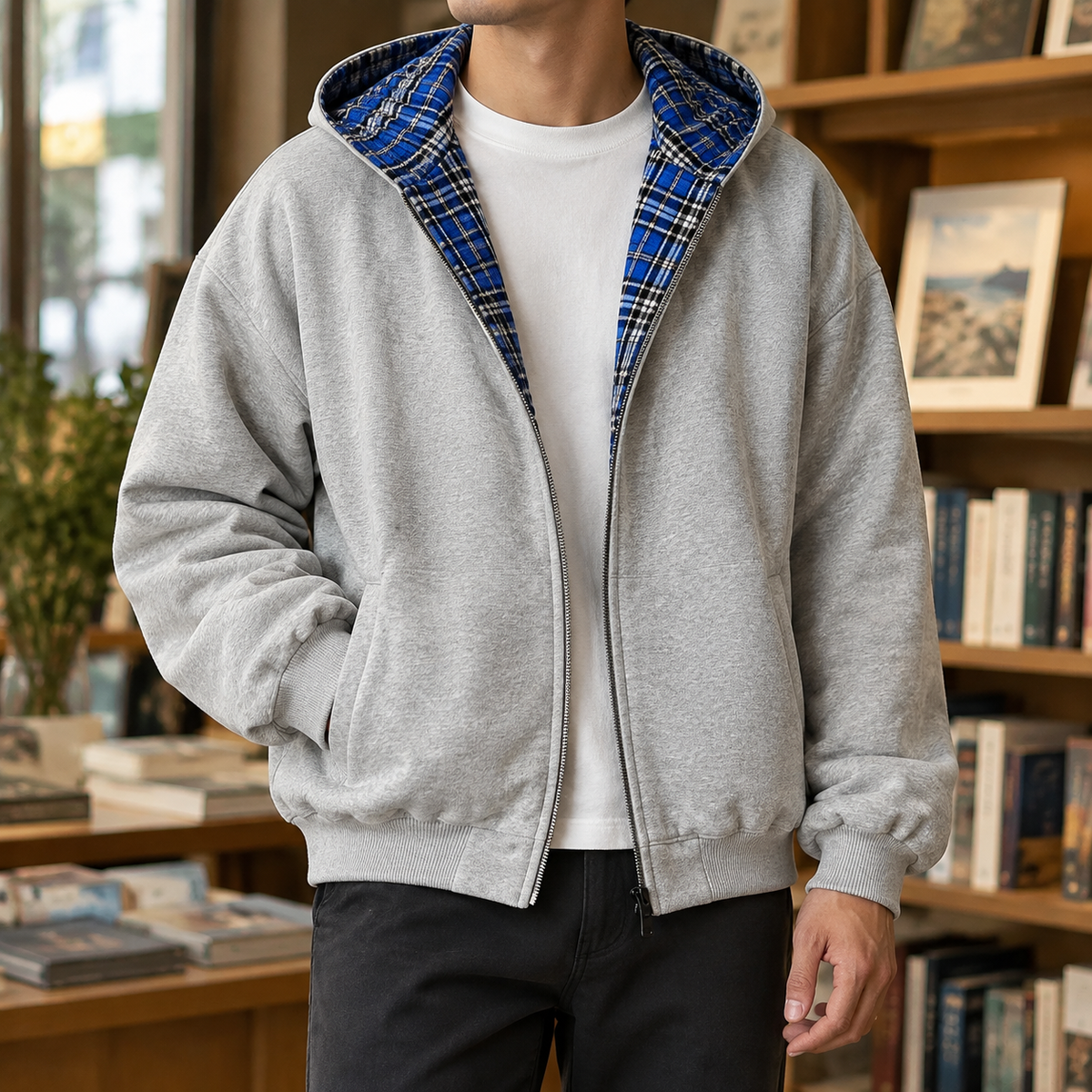 Wendejacke Mit Kapuze Im Karomuster