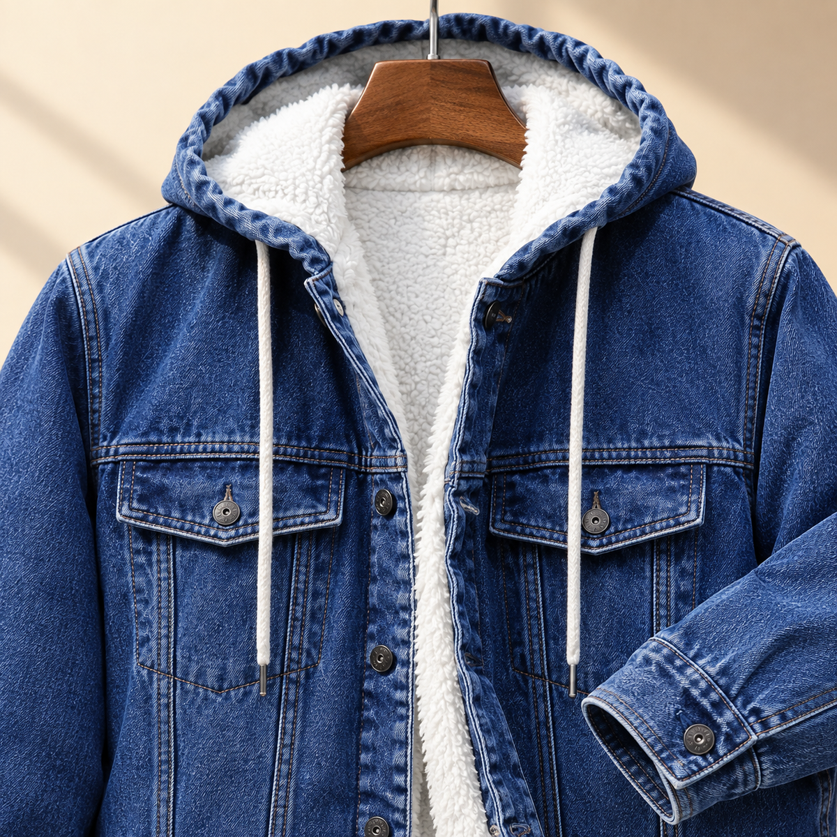 Kapuzen-Denimjacke mit Kapuze und klassischem Denim-Look