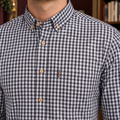 Herrenhemd im Gingham-Karo mit klassischem Kragen