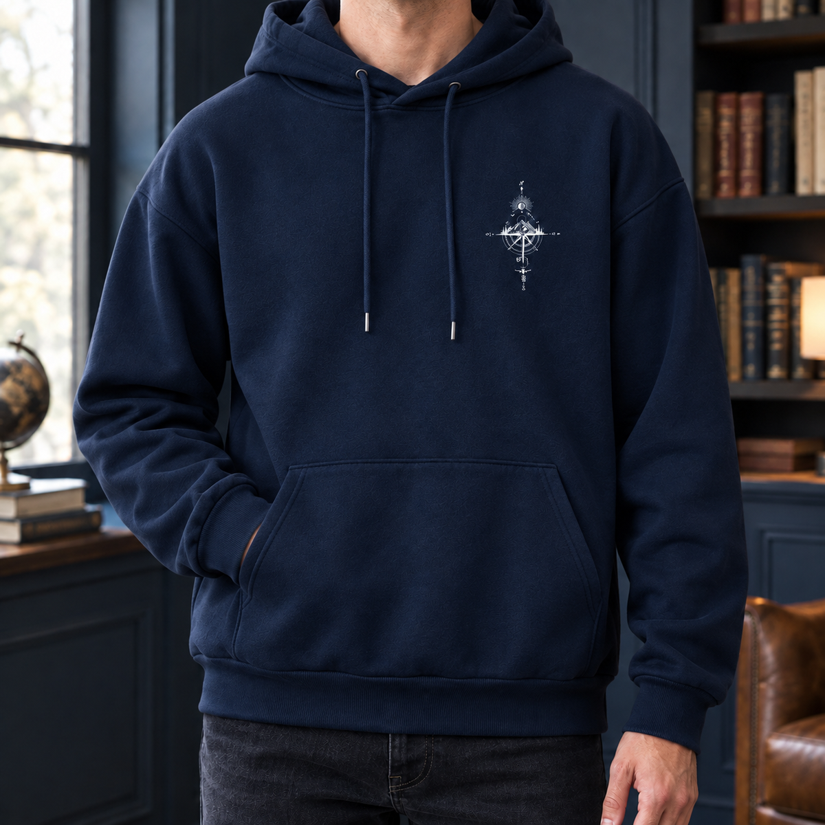 Detailansicht der Outdoor-Grafik auf dem Herren Hoodie