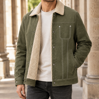Fleecegefütterte Jacke Mit Druckknöpfen