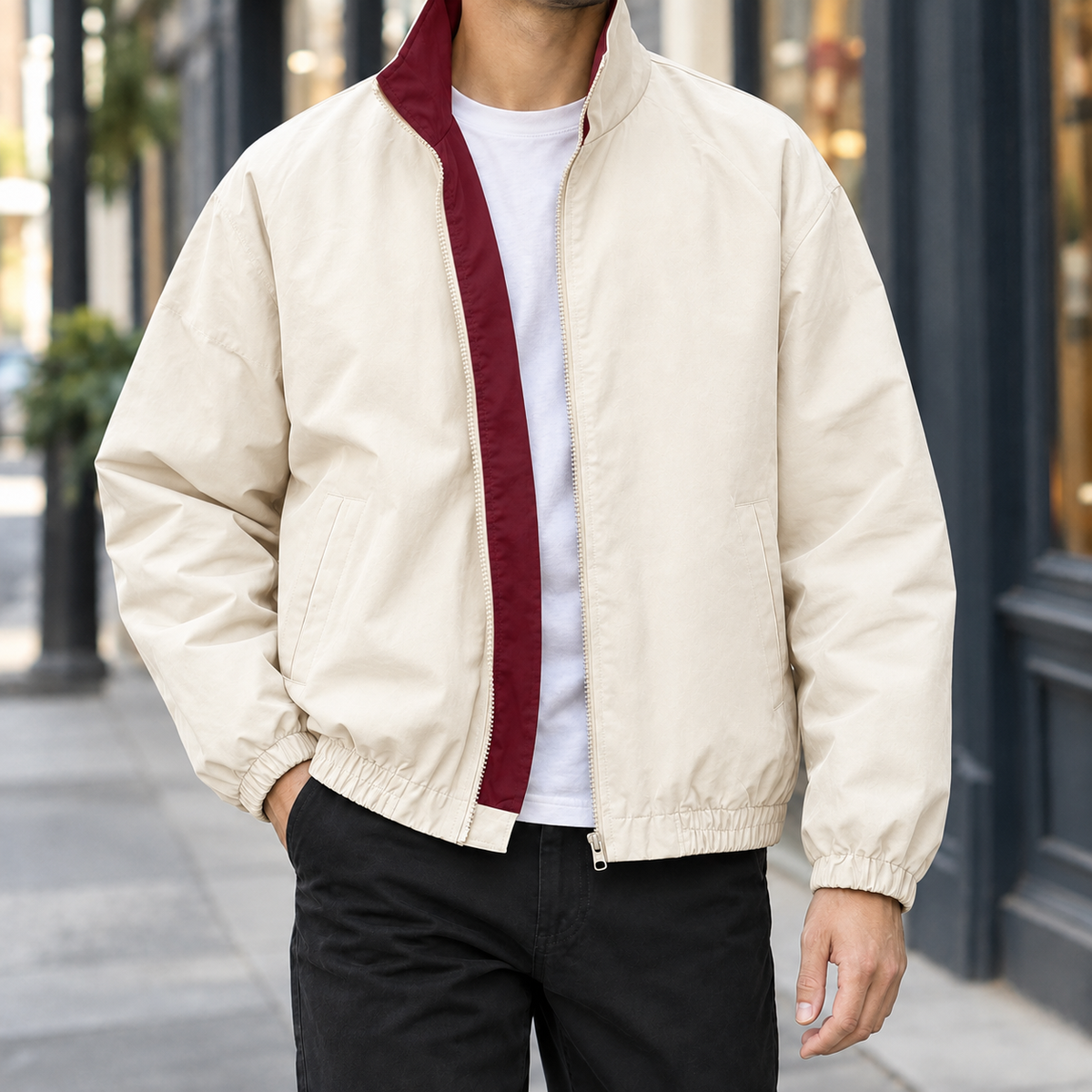 Kontrastjacke Mit Lockerer Passform