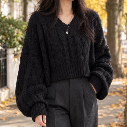 Strickpullover Mit V Ausschnitt Und Cropped Fit