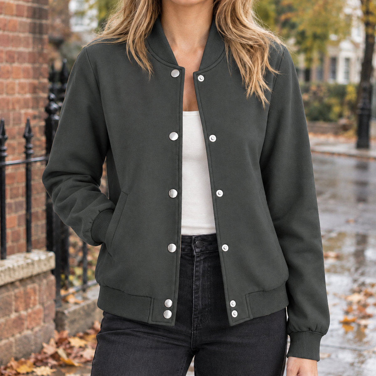 Bomberjacke Aus Baumwollmix Mit Rippdetails