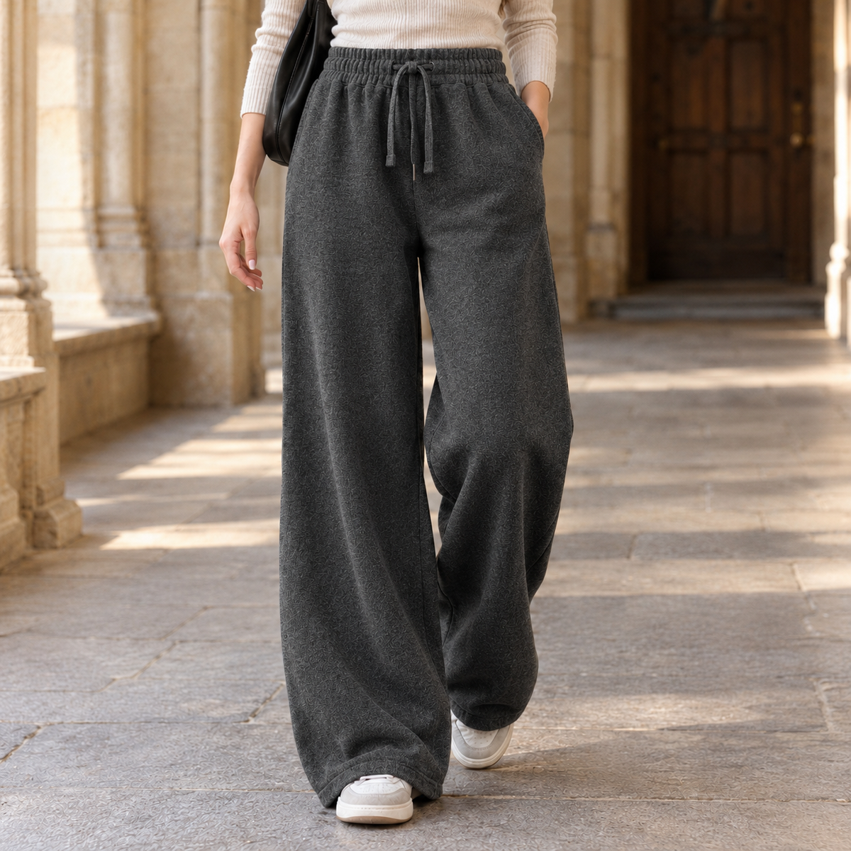 Damen Wide Leg Hose Mit Hohem Bund