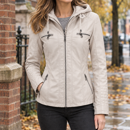 Damen Kapuzenjacke In Lederoptik