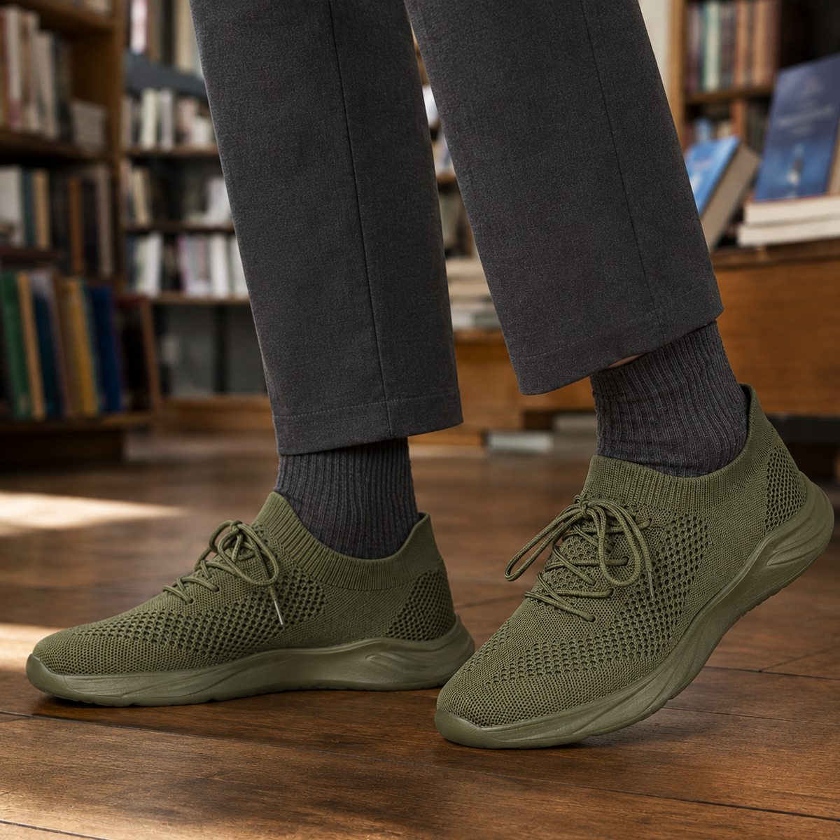 Detailansicht der Schnürung an den Strick-Sneakers