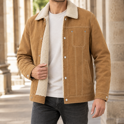 Fleecegefütterte Jacke Mit Druckknöpfen