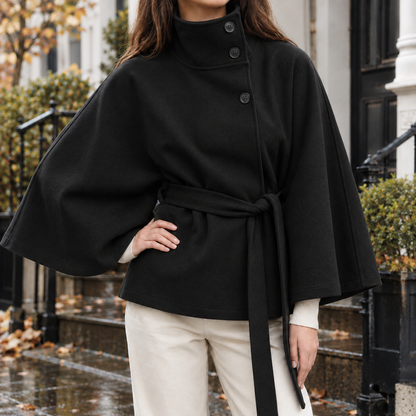 Damen Cape Jacke Mit Stehkragen