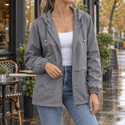 Kapuzenjacke Aus Weichem Gewebemix