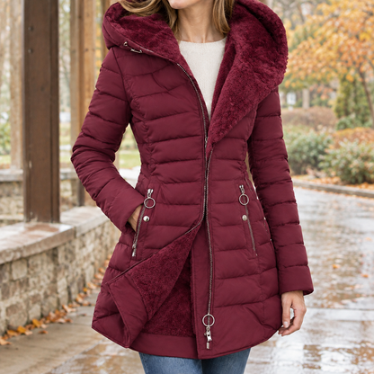 Damen Steppjacke Mit Kapuze Mittellang