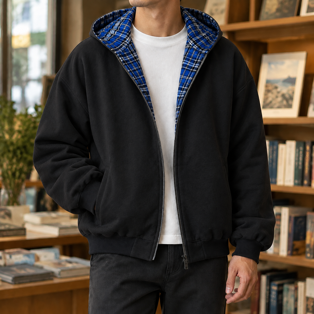Wendbare Jacke im Karomuster für vielseitige Alltagslooks