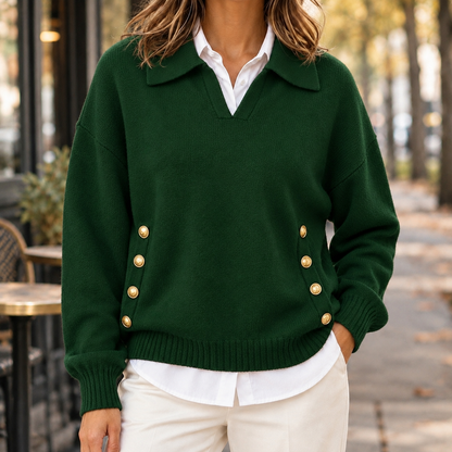 Pullover mit Kragen und V-Ausschnitt für stilvolle Alltagslooks