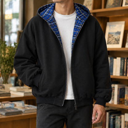 Wendejacke Mit Kapuze Im Karomuster