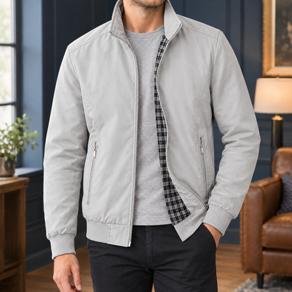 Jacke Aus Weicher Webstoffmischung Mit Stehkragen