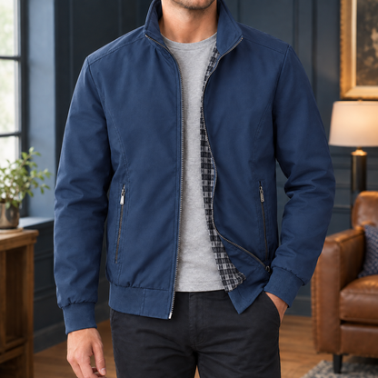 Jacke Aus Weicher Webstoffmischung Mit Stehkragen