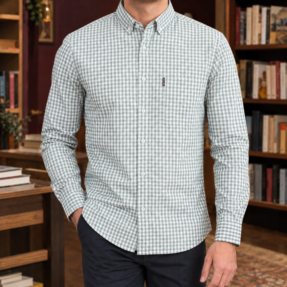 Herrenhemd Im Gingham Karo Slim Fit