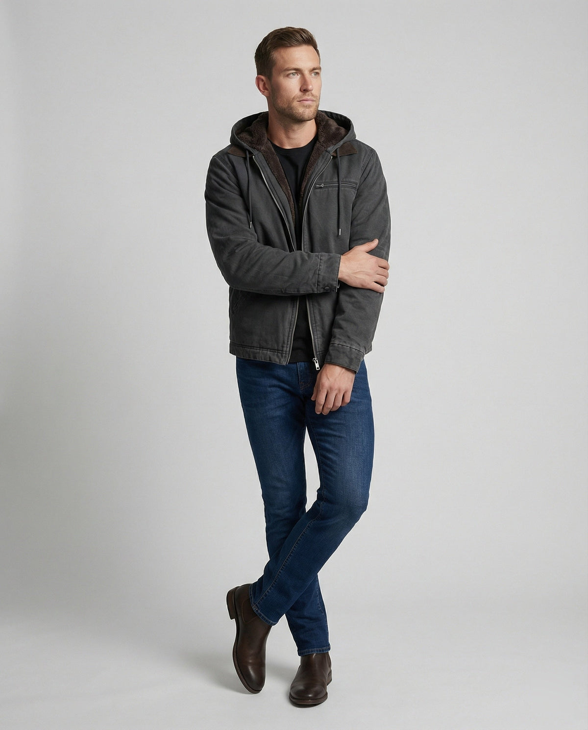 Rückansicht der Herren-Outdoor-Jacke für draussen