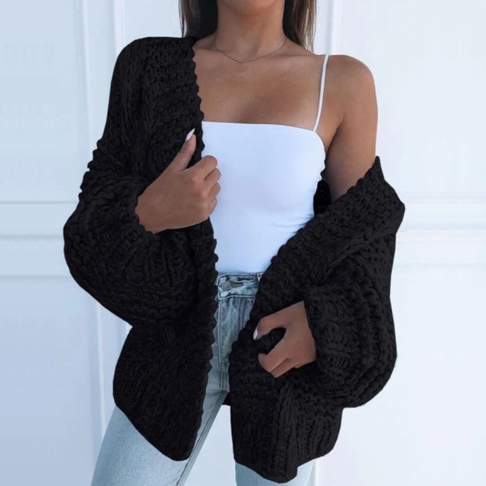 Women's Chunky Knit Cardigan with Relaxed Fit