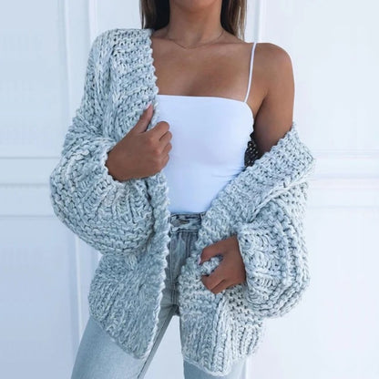 Women's Chunky Knit Cardigan with Relaxed Fit