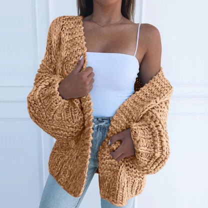 Women's Chunky Knit Cardigan with Relaxed Fit