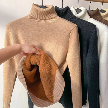 Damen Rollkragenpullover Langarm Glatte Oberfläche Dehnbar – Elegant und Vielseitig