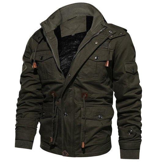 Herren Jacke Mit Abnehmbarer Kapuze Und Mehreren Taschen