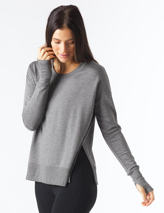 Women's Long Sleeve Shirt with Batwing Sleeves, Ribbed Details, and Thumbholes