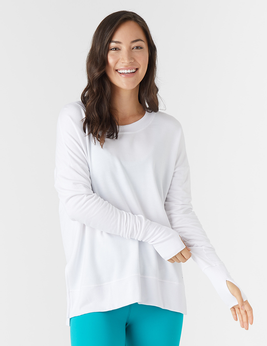 Women's Long-Sleeve Shirt with Batwing Sleeves and High Side Slit