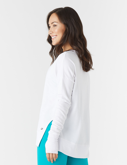 Women's Long-Sleeve Shirt with Batwing Sleeves and High Side Slit