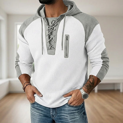 Kapuzenpullover mit gerippten Bündchen an Ärmeln und Saum