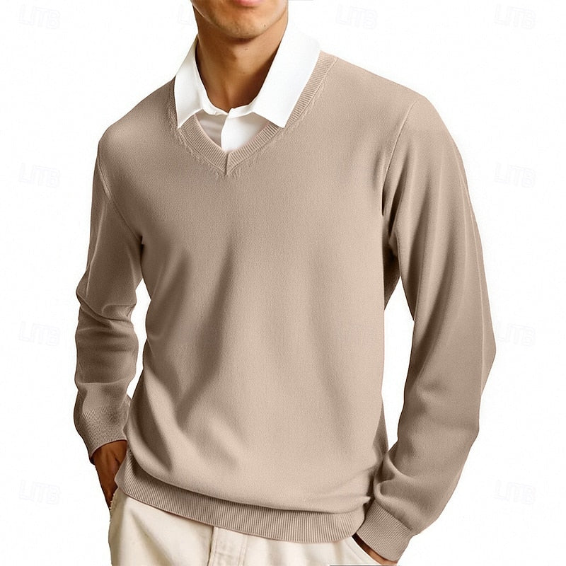 Herrenpullover mit V-Ausschnitt und zeitloser Passform