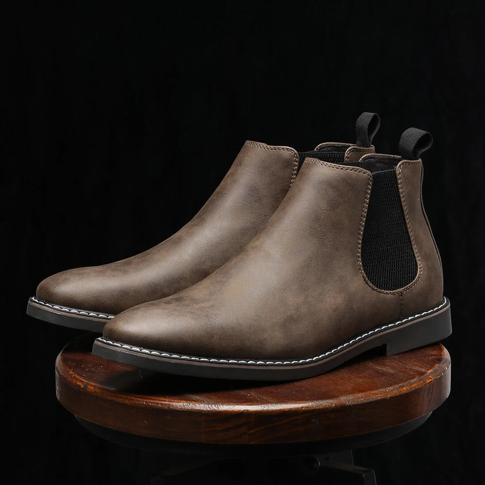 Herren Chelsea Stiefel Slip-On Elastische Einsätze Stoßdämpfende Sohle