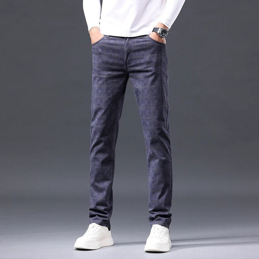 Herren Karierte Hose – Slim Fit mit Reißverschluss