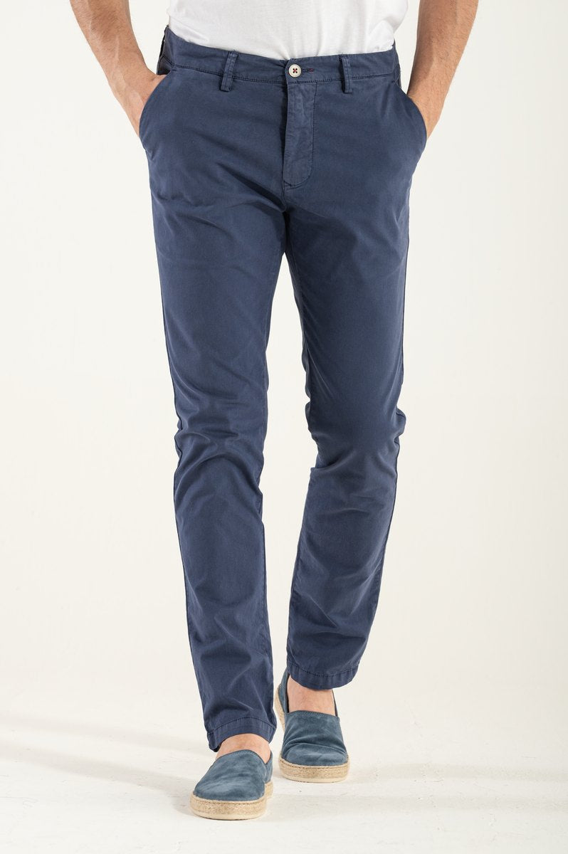 Men's Slim-Fit Pants with Concealed Zipper and Button Closure
