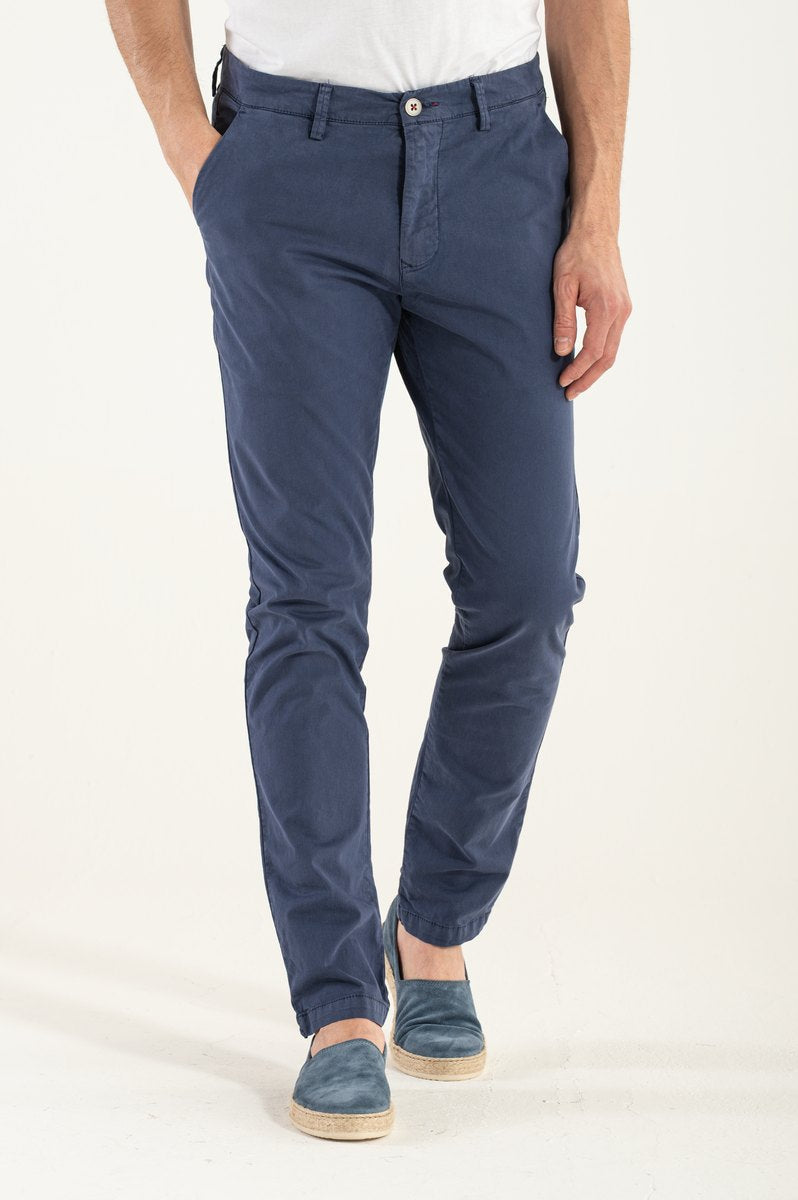 Men's Slim-Fit Pants with Concealed Zipper and Button Closure