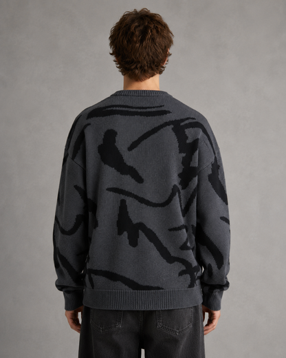 Rückansicht des Herren-Strickpullovers mit abstraktem Muster