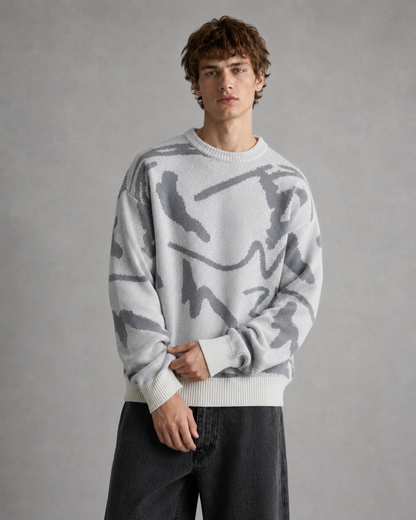 Herren Strickpullover Mit Abstraktem Grafikmuster Lockerer Schnitt