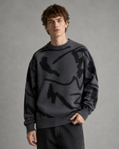 Weich wirkender Herrenpullover mit Grafikmuster und bequemem Schnitt