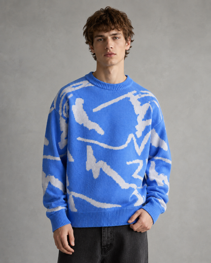 Herren Strickpullover Mit Abstraktem Grafikmuster Lockerer Schnitt