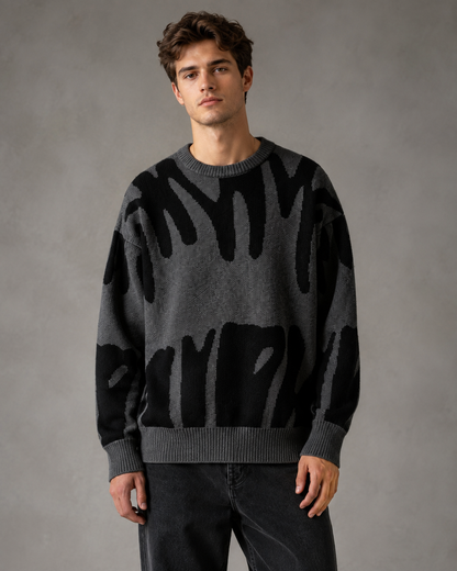 Herren Strickpullover Mit Abstraktem Muster Relaxed Fit