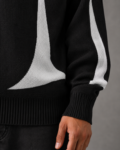 Weicher Strickpullover mit Rundhalsausschnitt und modernem Grafikdesign