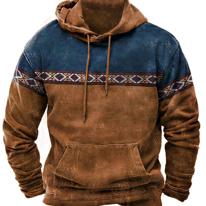 Herren-Hoodie mit geometrischem Farbblockdesign und Kapuze