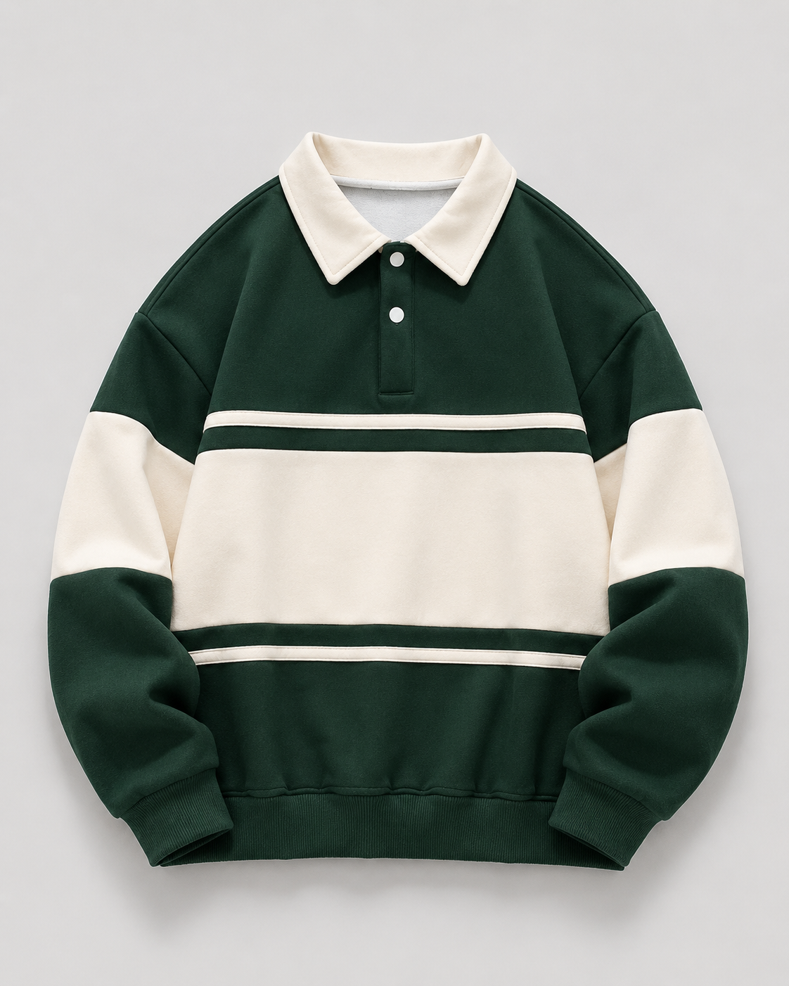 Rugby-Polo-Pullover mit langen Ärmeln und Farbblockdesign